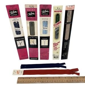 New Vintage Zippers Lot of 7 Talon JP Coats Ziplon 7"-9" & Serval 25" Zipper
